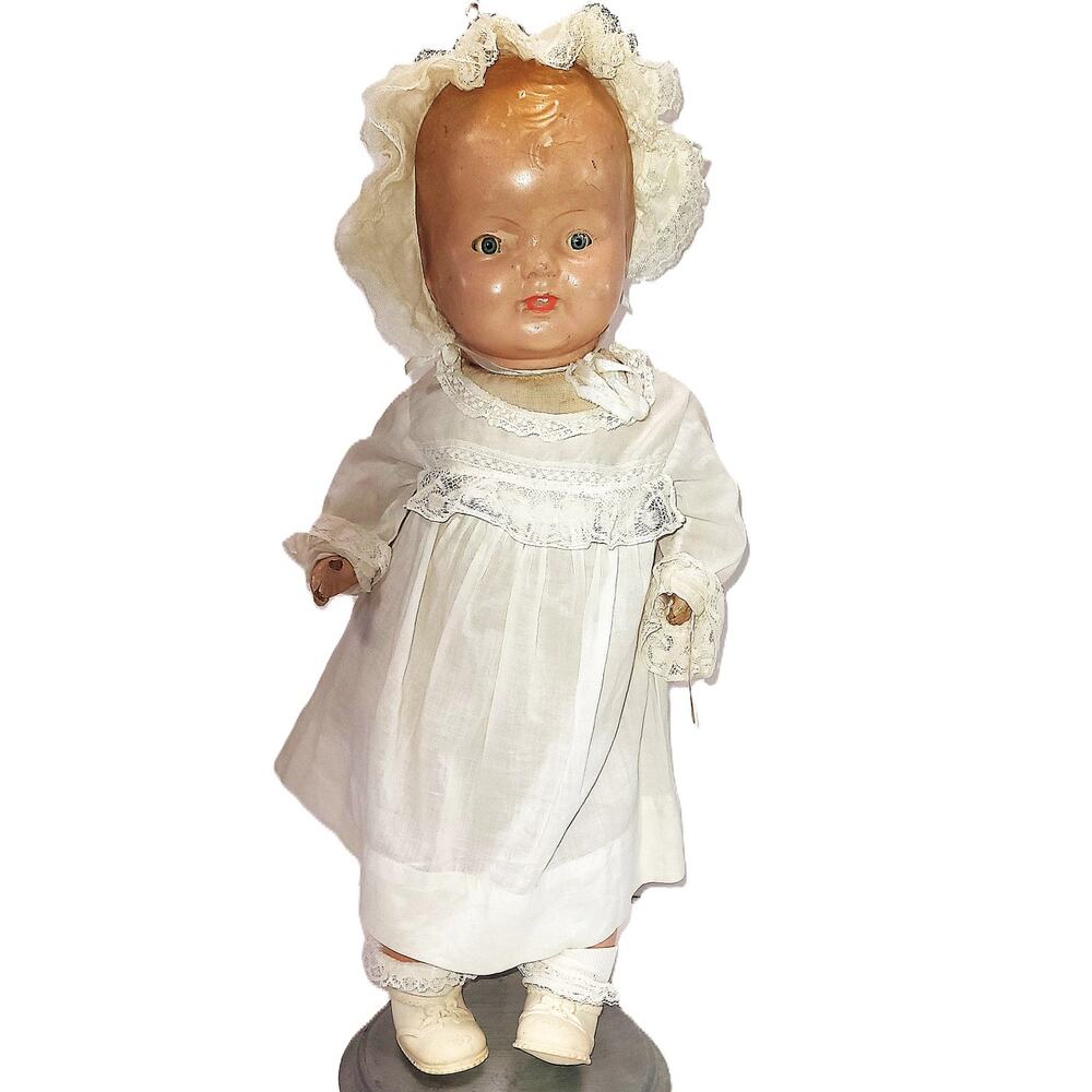 Very Rare 1927 Antique 20" Kiddie Pal(E) "Hug Me" Baby Doll No Teeth